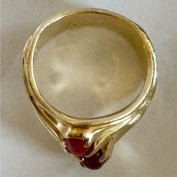JAMES AVERY - SOLID 14K WIDE SWIRL RING WITH RUBY CABOCHONS - SIZE 6.5 - Picture 7 of 16